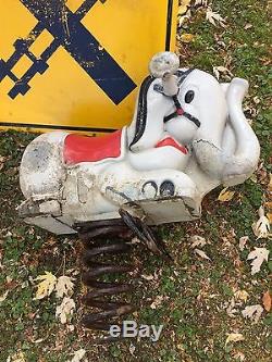 Very Rare Vintage Cast Aluminum Playground ELEPHANT WITH SPRING with foot bar