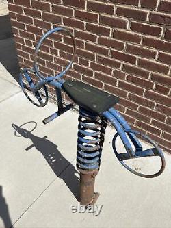 Very Rare Vintage playground spring toy ride Bike Motorcycle Rustic Old