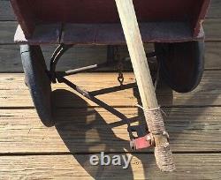 Vintage 1920's Wooden Wagon, Original Red & Yellow Paint, Nice Primitive Piece