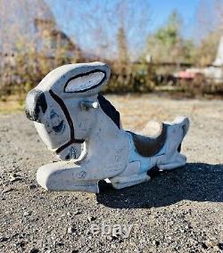 Vintage 1930s Cast Aluminum Saddle Mate Donkey Playground Ride On Swing Rider