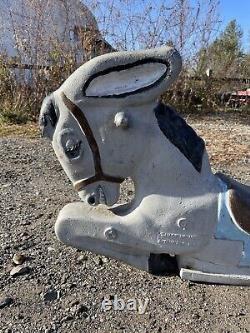 Vintage 1930s Cast Aluminum Saddle Mate Donkey Playground Ride On Swing Rider