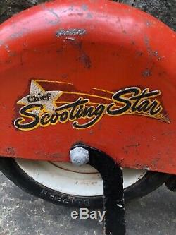 Vintage 1930s Steel Cheif Scooting Star Push Scooter (dd)