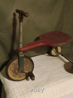 Vintage 1940's 19 Inches Tall & 23 Inches Long Childrens's Tricycle Still Rolls