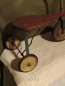 Vintage 1940's 19 Inches Tall & 23 Inches Long Childrens's Tricycle Still Rolls