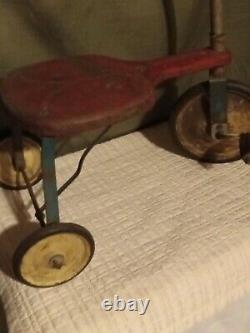 Vintage 1940's 19 Inches Tall & 23 Inches Long Childrens's Tricycle Still Rolls