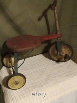 Vintage 1940's 19 Inches Tall & 23 Inches Long Childrens's Tricycle Still Rolls