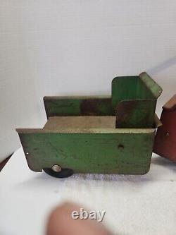 Vintage 1940's GARLAND RED FLYER Toy Steel Ride On Childs Dump Truck