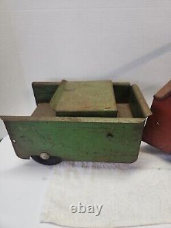 Vintage 1940's GARLAND RED FLYER Toy Steel Ride On Childs Dump Truck