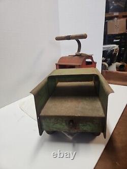 Vintage 1940's GARLAND RED FLYER Toy Steel Ride On Childs Dump Truck