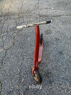 Vintage 1940's Radio Line Metal Push Scooter with Stand Emblem & Rubber Tires