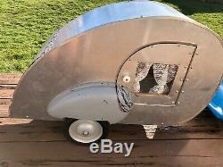 Vintage 1950-60 Studebaker Jet Hawk Pedal Car With Teardrop Trailer, Original