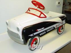 Vintage 1950's Murray Restored Pedal Car, G-Man Radio Cruiser, Sad Face