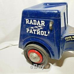 Vintage 1950's Police Ball Bearing Chain Drive Radar Patrol Pedal Car Riding Toy