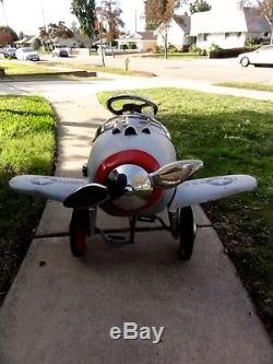 Vintage 1950's Silver Pursuit Pedal Plane WWII Collectable Definitely Old