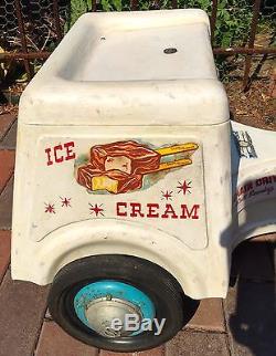 Vintage 1950s Blue White Original Graphics Murray Good Humor Ice Cream Pedal Car