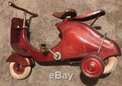 Vintage 1950s HWH Marjet Pedal Scooter Car Vespa with Training Wheels Germany