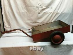 Vintage 1950s INT'L HARVESTR Pedal Car Tractor Tow-Behind Trailer Steel-NICE TOY
