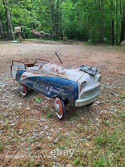Vintage 1950s Murray Pedal Car Police Safety Patrol Ball bearings chain drive
