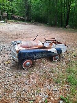 Vintage 1950s Murray Pedal Car Police Safety Patrol Ball bearings chain drive