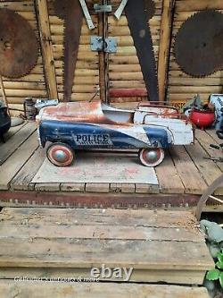Vintage 1950s Murray Pedal Car Police Safety Patrol Ball bearings chain drive