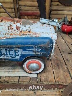 Vintage 1950s Murray Pedal Car Police Safety Patrol Ball bearings chain drive