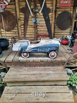 Vintage 1950s Murray Pedal Car Police Safety Patrol Ball bearings chain drive