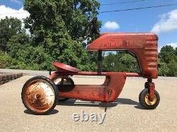 Vintage 1950s POWER TRAC CHAIN DRIVE RED PEDAL TRACTOR