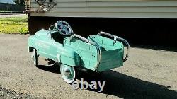 Vintage 1950s Sad Face Green'Estate Wagon' Pedal Car