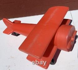 Vintage 1960 Kids Ride On Airplane Toy Hard Red Plastic Plane Noelting Faultless