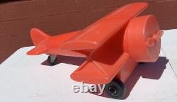 Vintage 1960 Kids Ride On Airplane Toy Hard Red Plastic Plane Noelting Faultless