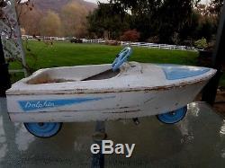 Vintage 1960's Murray Dolphin Boat Pedal Car Kids Ride On Toy Metal