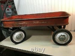 Vintage 1960's Radio Flyer Red Wagon with Steel Hub Caps USA C Pics