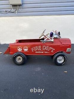 Vintage 1960's Super Track Fire Dept Truck Engine Co 1 Pedal Car ALL ORIGINAL