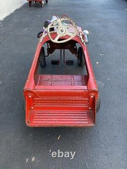 Vintage 1960's Super Track Fire Dept Truck Engine Co 1 Pedal Car ALL ORIGINAL