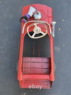 Vintage 1960's Super Track Fire Dept Truck Engine Co 1 Pedal Car ALL ORIGINAL