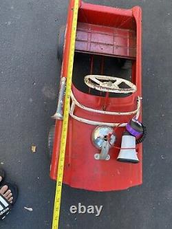 Vintage 1960's Super Track Fire Dept Truck Engine Co 1 Pedal Car ALL ORIGINAL