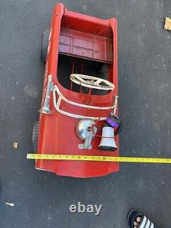 Vintage 1960's Super Track Fire Dept Truck Engine Co 1 Pedal Car ALL ORIGINAL