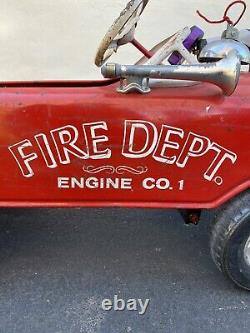 Vintage 1960's Super Track Fire Dept Truck Engine Co 1 Pedal Car ALL ORIGINAL