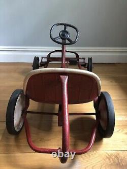 Vintage 1960s Murray Red Tot Rod Metal Pedal Ride On Car withWhite Front Bumper