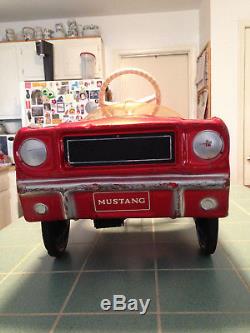 Vintage 1964 Original Red Amf Junior Mustang Pedal Car Made In U. S. A