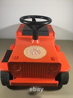 Vintage 1971 Eldon Poweride Electric Jungle Jeep ORANGE withbattery & Charger RARE