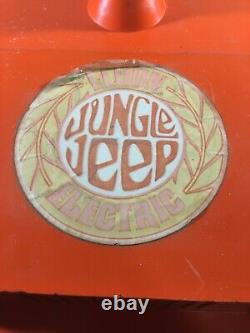 Vintage 1971 Eldon Poweride Electric Jungle Jeep ORANGE withbattery & Charger RARE