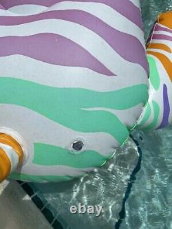 Vintage 1988 Intex WetSet Ride On Rainbow Zebra Inflatable Pool Float