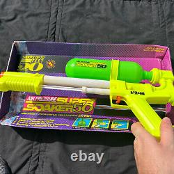 Vintage 1990s Larami Super Soaker 50 Air Pressure Water Gun Rare Green Read! Box