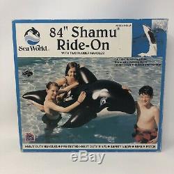 Vintage 1993 SeaWorld Shamu Inflatable Whale Ride-On Pool Float 84 Open Box