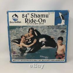 Vintage 1993 SeaWorld Shamu Inflatable Whale Ride-On Pool Float 84 Open Box