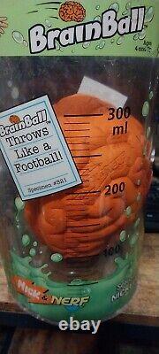 Vintage 1995 Nick & Nerf Orange Brain Ball Football Nickelodeon w open container