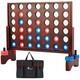 Vintage 26X22In Giant Wooden 4 in a Row, Outdoor Yard Game for Adults Famliy