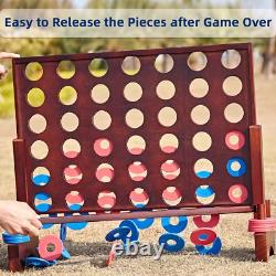Vintage 26X22In Giant Wooden 4 in a Row, Outdoor Yard Game for Adults Famliy