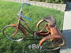 Vintage 3 Wheel Tricycle With Bucket 1930's Gresham Flyer very Rare